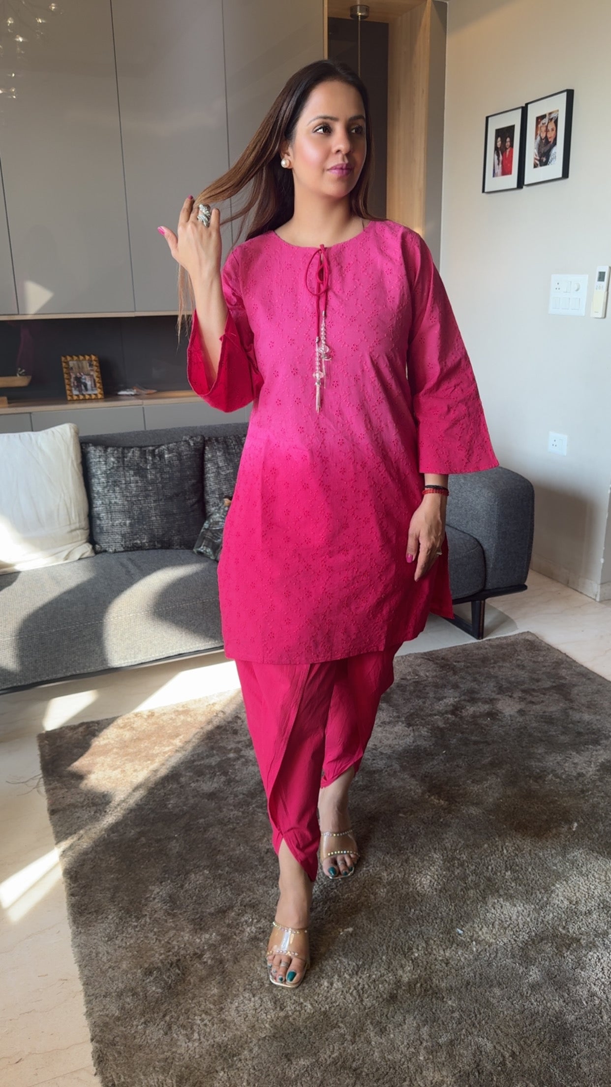 COTTON SCHIFFLI TULIP PANT SET