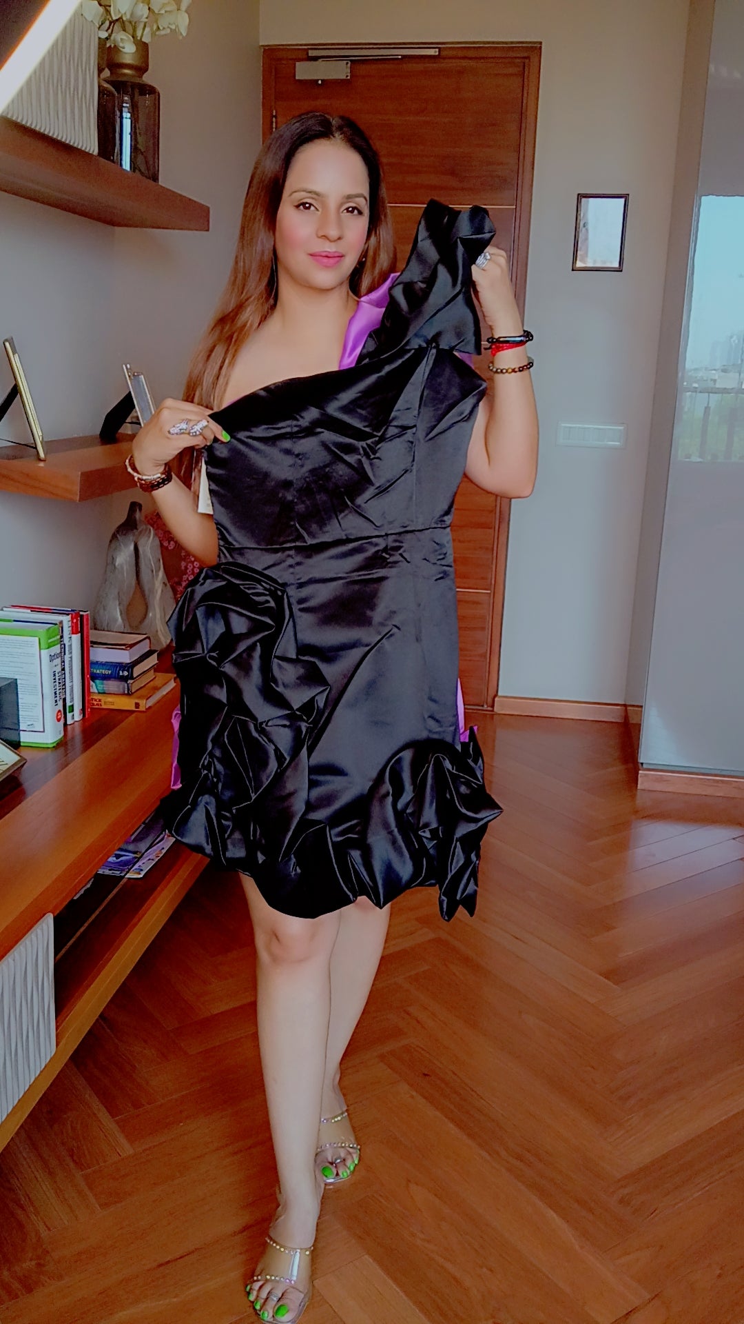 rose one shoulder dress