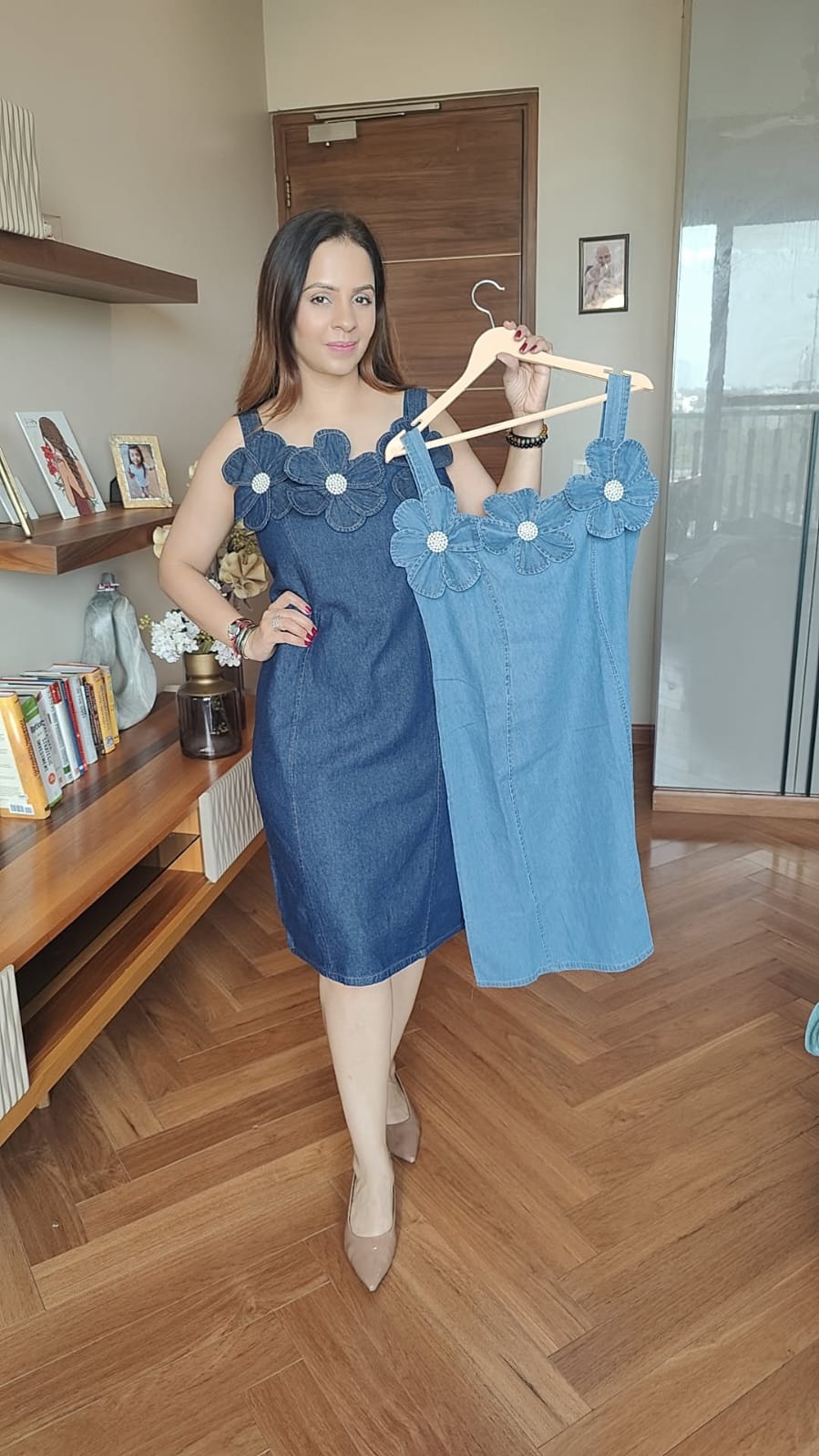 DANIM 3D MIDDI DRESS