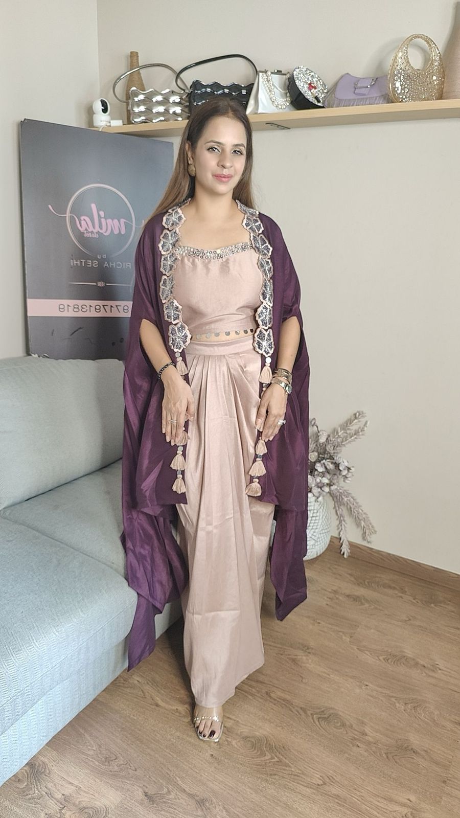 Skirt Set With Cape MC047