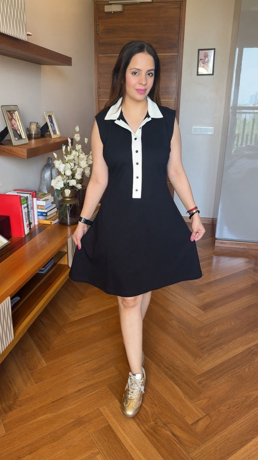 Black Collar Dress MC085