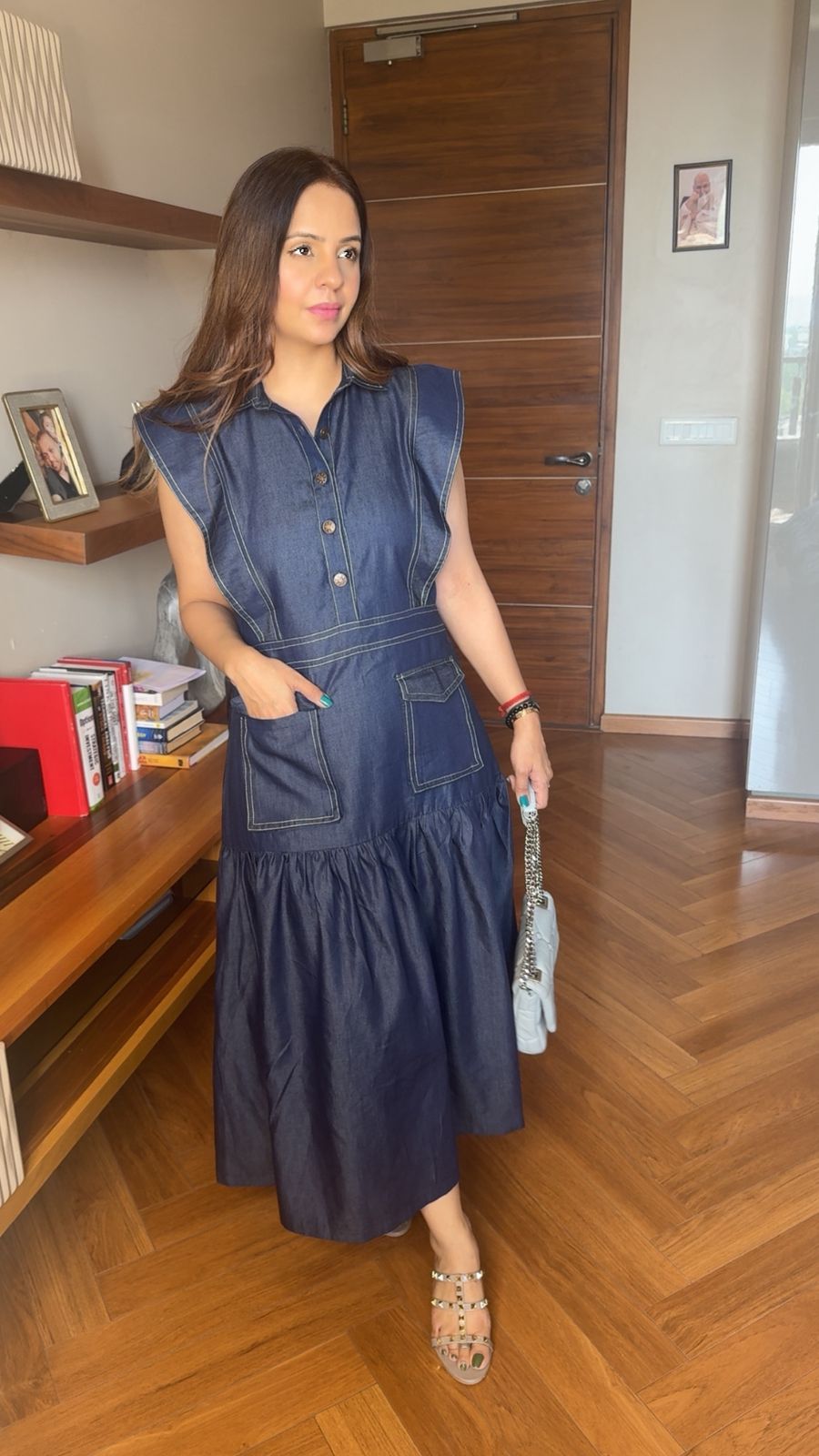 DENIM MIDDI DRESS