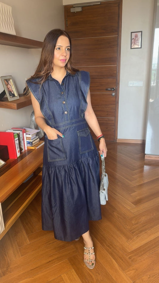 DENIM MIDDI DRESS
