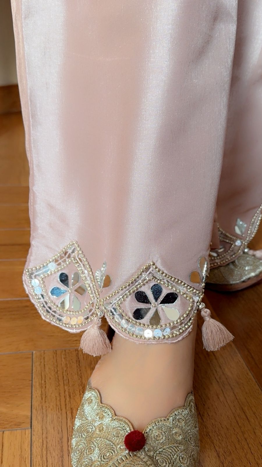 ROSE GOLD MIRROR PLAZO SET