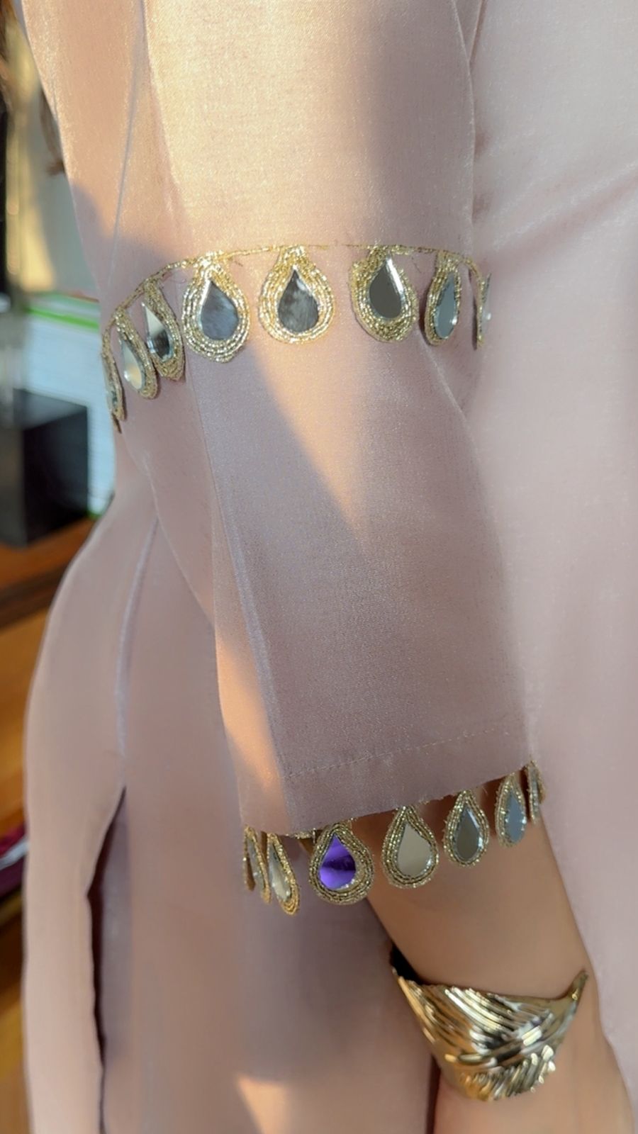ROSE GOLD MIRROR PLAZO SET