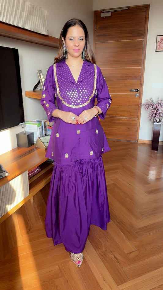 PURPLE  SHARARA SET