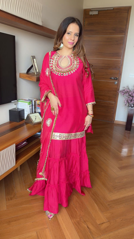 CIRCLE NECK SHARARA SET