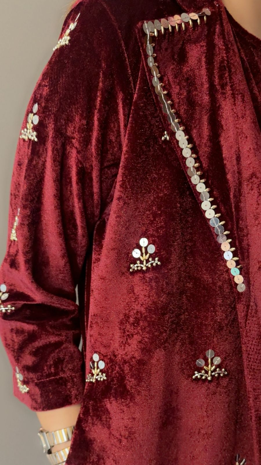 VELVET LONG COAT SET