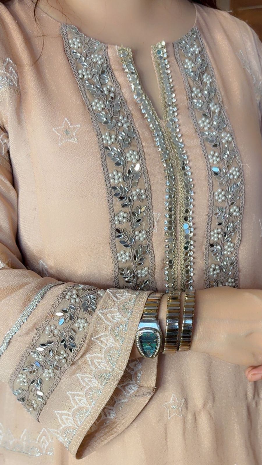 BEIGE SHORT GHERA FARSHI SET