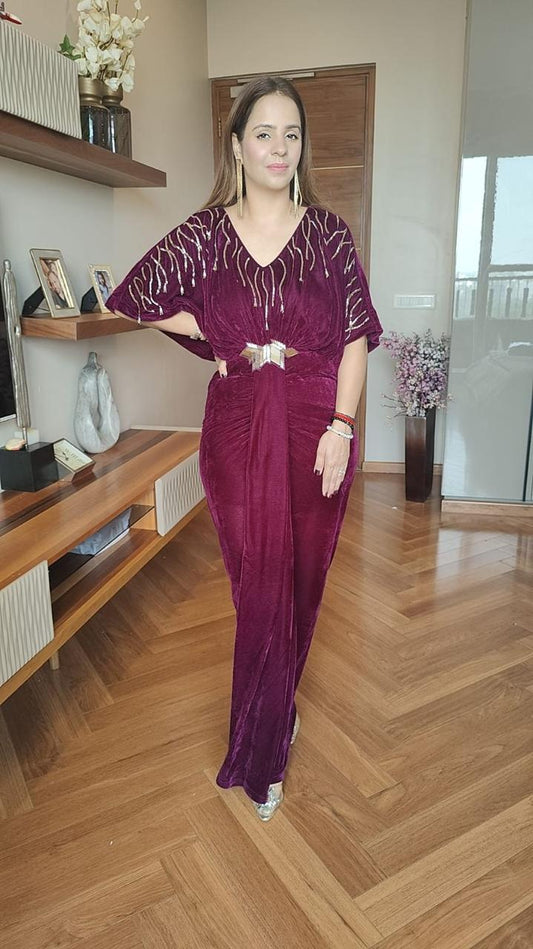 VEVET WINE GOWN