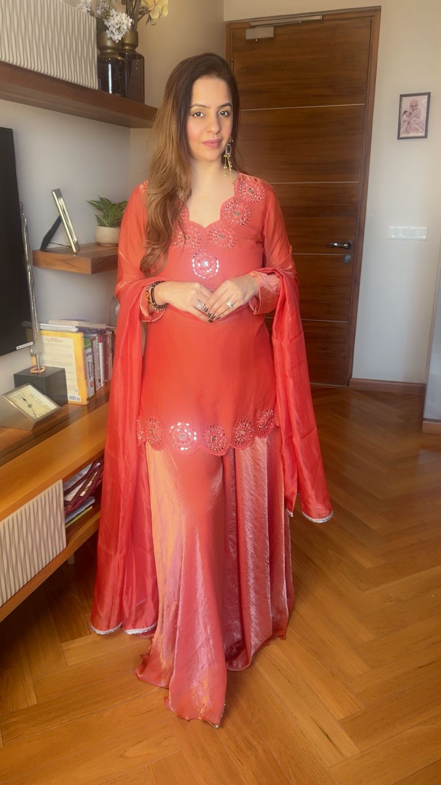 CRUSH MIRROR GHARARA SET