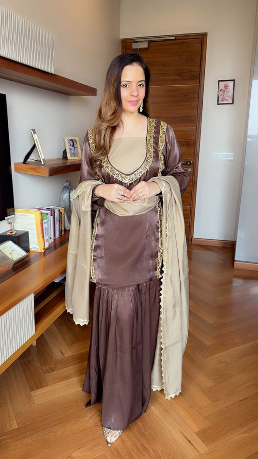 CHOCKLATE GHARARA SET