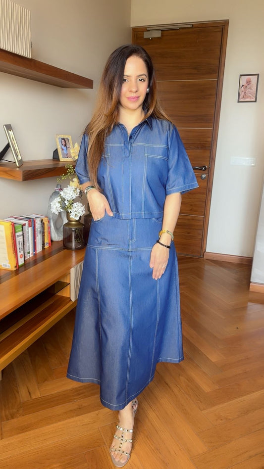 DANIM MIDDI SKIRT SET