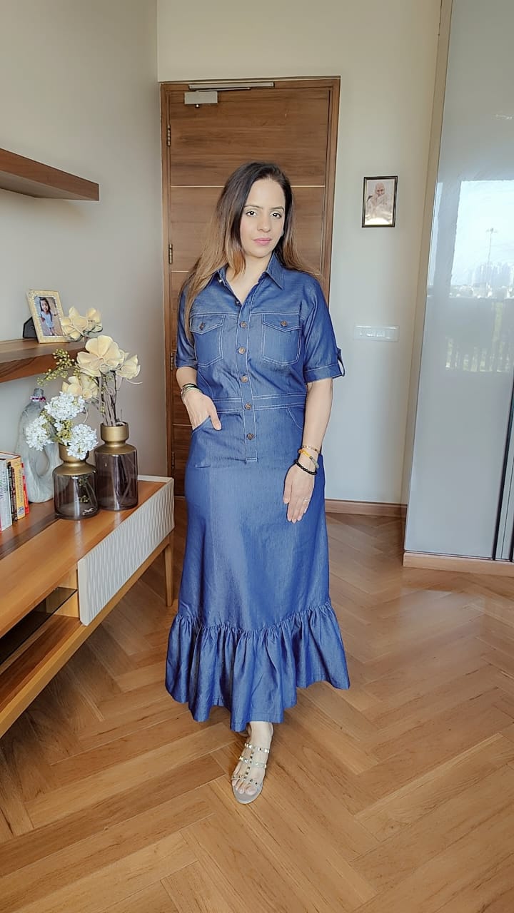 DANIM FRILL DRESS