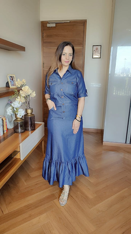 DANIM FRILL DRESS