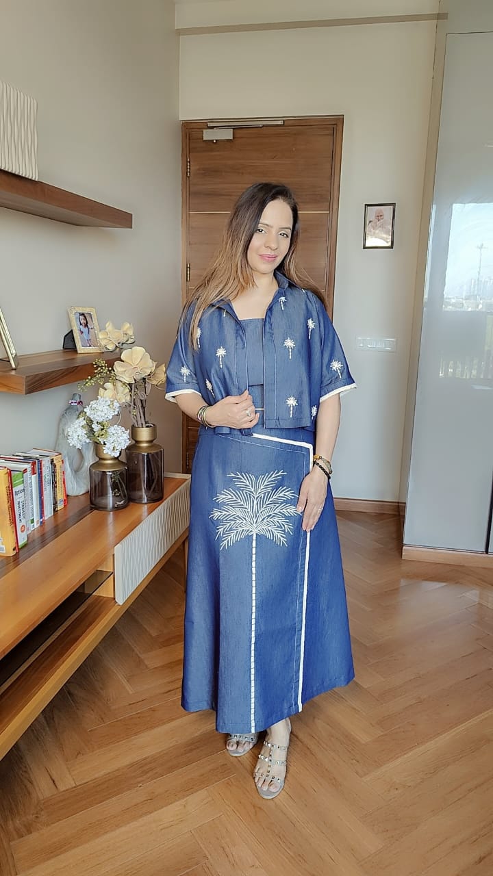 DANIM PALM SKIRT SET