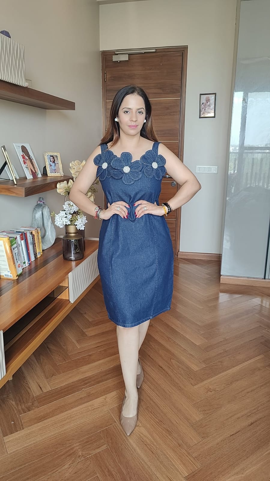 DANIM 3D MIDDI DRESS