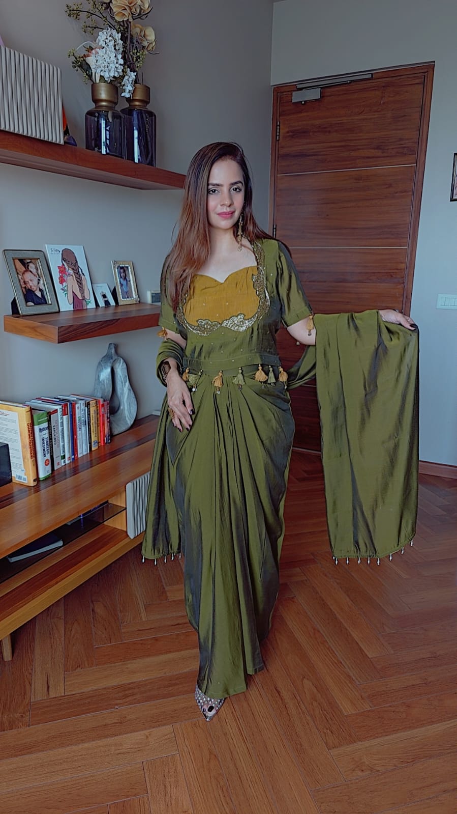 EMERALD DREAPE SKIRT SET