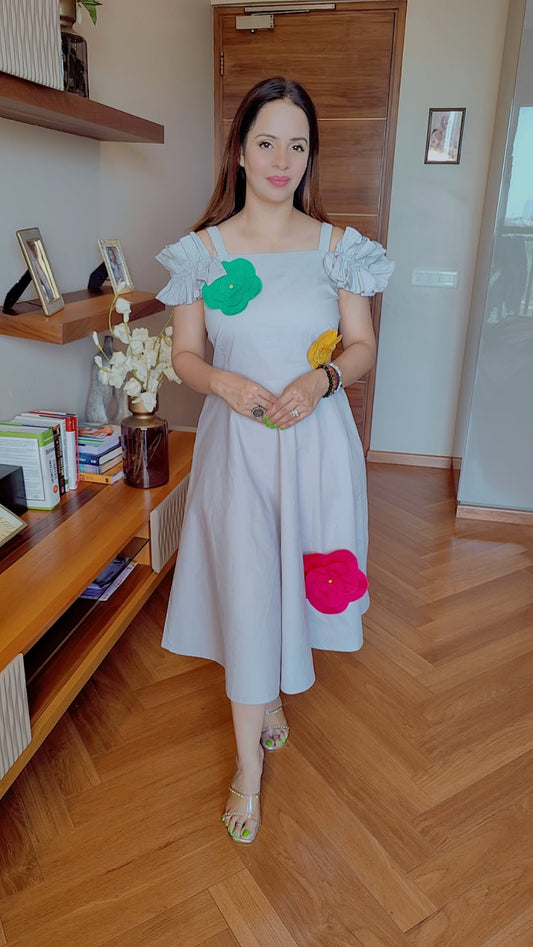 OFF SHOULDER MIDDI DRESS